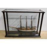 A cased wooden model of the 'Schooner Angelita 1852'