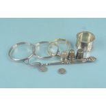 Mixed silver to include a napkin ring, two thimbles,
