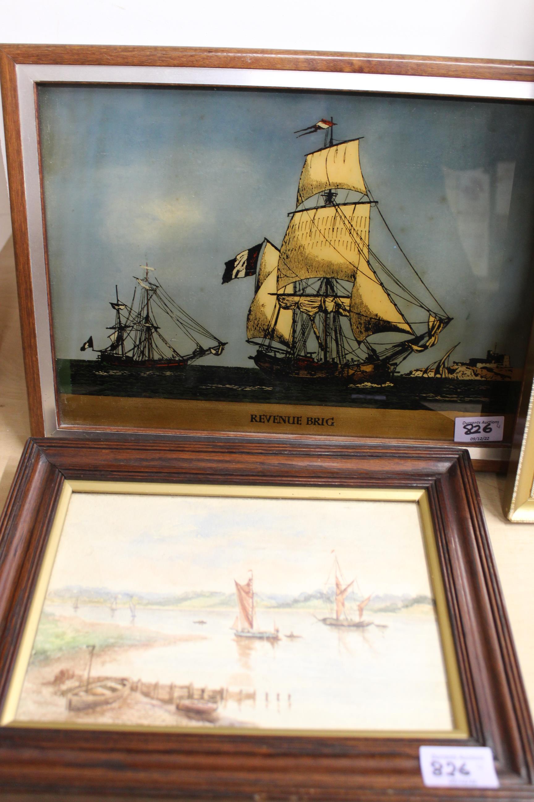 Two framed watercolour landscapes plus a framed watercolour of Bawdsey Ferry near Felixstowe, - Bild 3 aus 3
