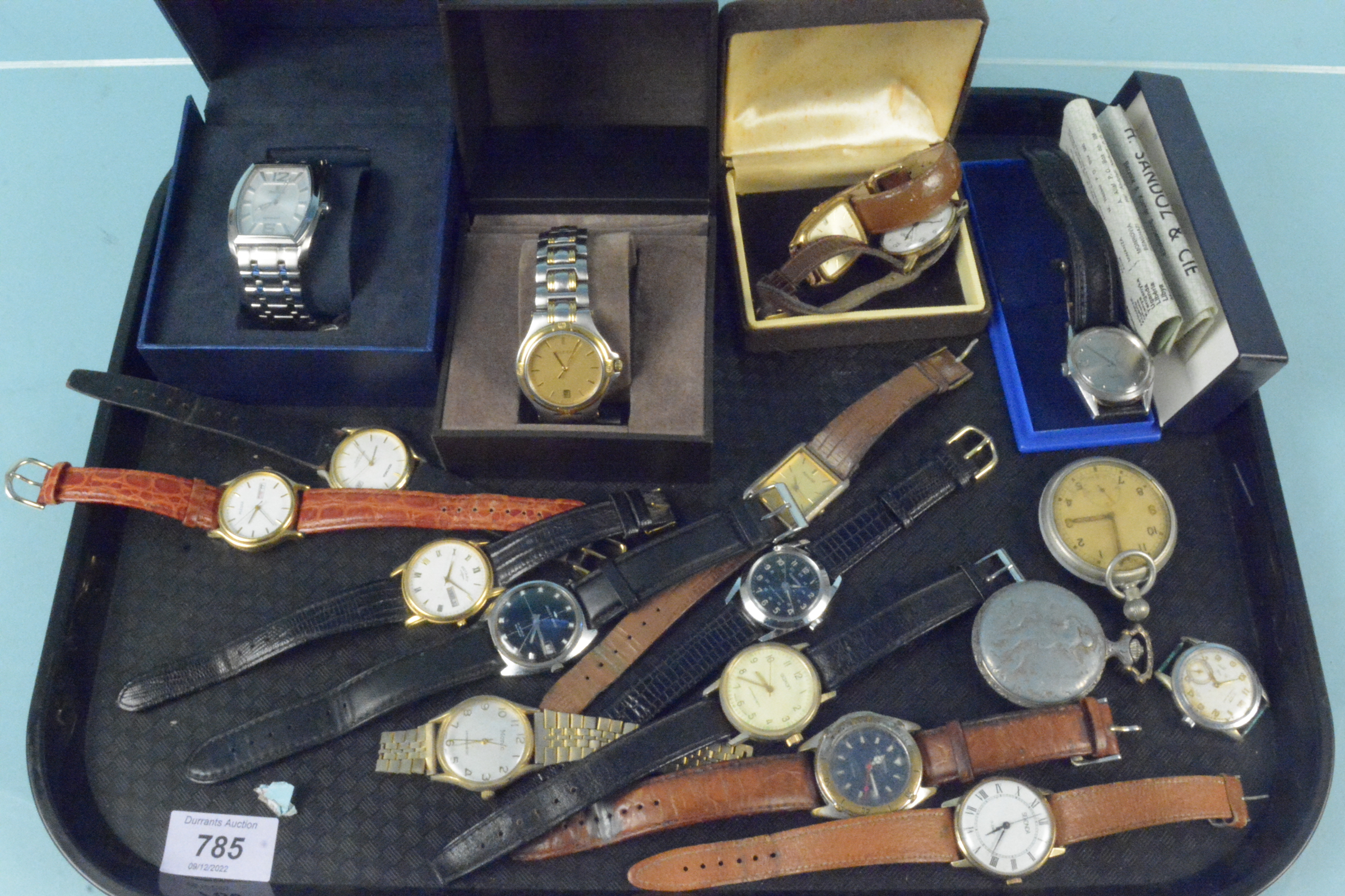 A selection of vintage gents wristwatches and pocket watches to include Tissot,