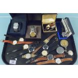A selection of vintage gents wristwatches and pocket watches to include Tissot,