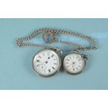 A lady's silver fob watch, a gents silver cased pocket watch,