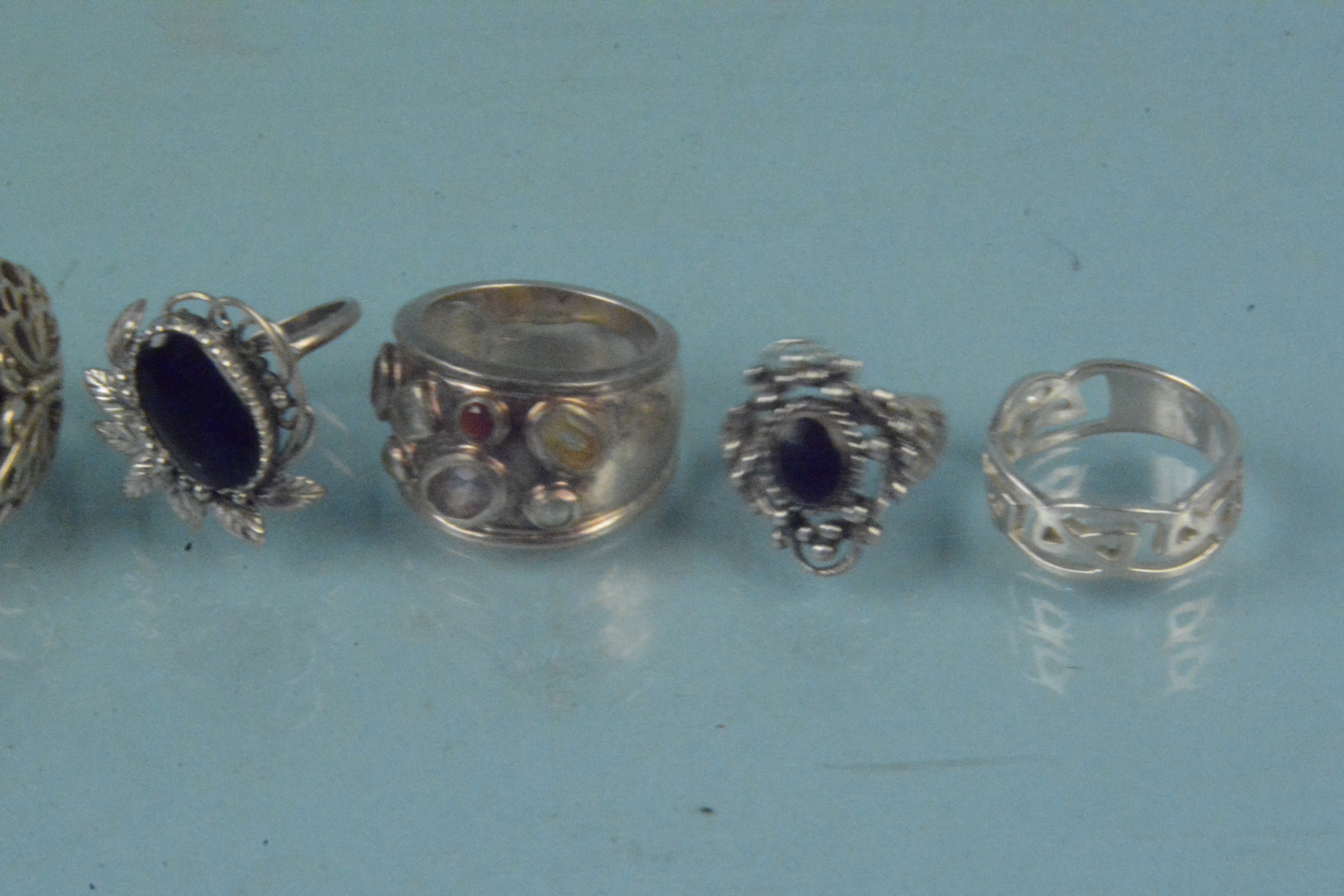 Seven silver stone set rings - Image 3 of 3