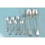 A collection of Georgian silver cutlery to include a set of six teaspoons,
