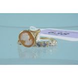 Two 9ct gold rings, one set with cameo,