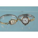 Two ladies 9ct gold wristwatches