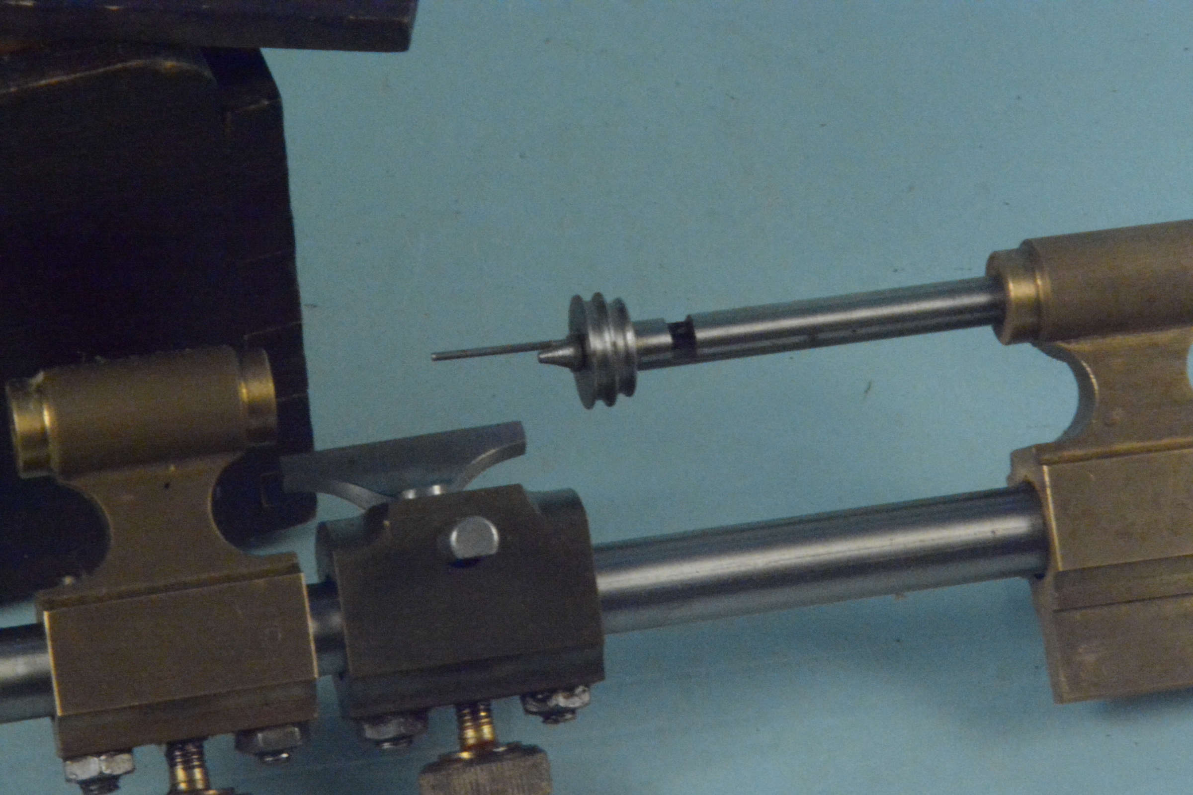 A late 19th Century brass watchmakers pivot drill with various accessories - Image 2 of 3