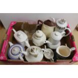 Various tea and coffee pots including Royal Doulton, Royal Tara, Alfred Meakin and Carlton ware,