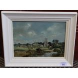 An oil on board of a Waveney valley scene with river in foreground, signed 'Arthur Davies R.B.A.