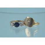Two 9ct gold rings including sapphire set, weight approx 3.