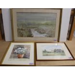 A framed watercolour of Hacton Reservoir, signed 'Gordon Goodman',