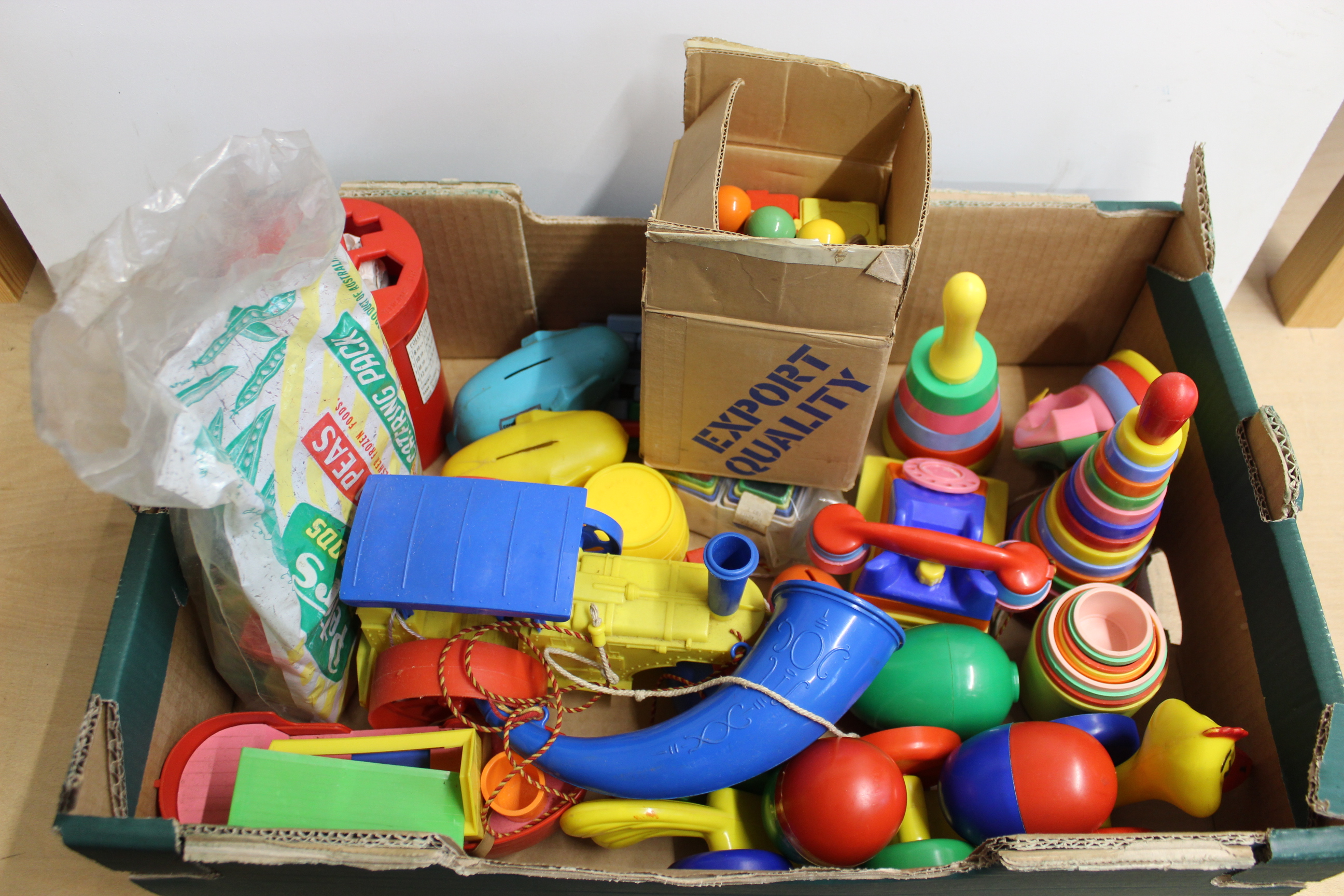 A box of mixed childrens play/learning toys