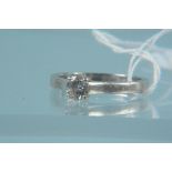 A platinum diamond solitaire ring, size K, weight approx 3.