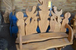 *Carved Wooden Two Seat Bench