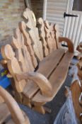 *Carved Wooden Two Seat Bench