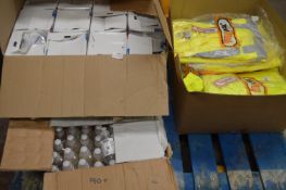 *90+ Bottle of Hand Sanitiser, 20 Boxes of Dust Masks and a Quantity of Hi-Vis Clothing