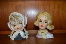 Two Girls Head Vases Including One by Relpo