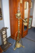 Victorian Brass Oil Lamp on Stand with Modern Electrification
