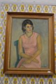 Framed Oil on Canvas Portrait of a Young Lady by M. Gyzell 1966