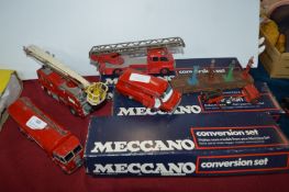 Dinky Diecast Fire Tenders, Tankers, etc. plus Meccano Conversion Sets