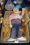 Popeye Doll, Teddy Bear, and a Monkey