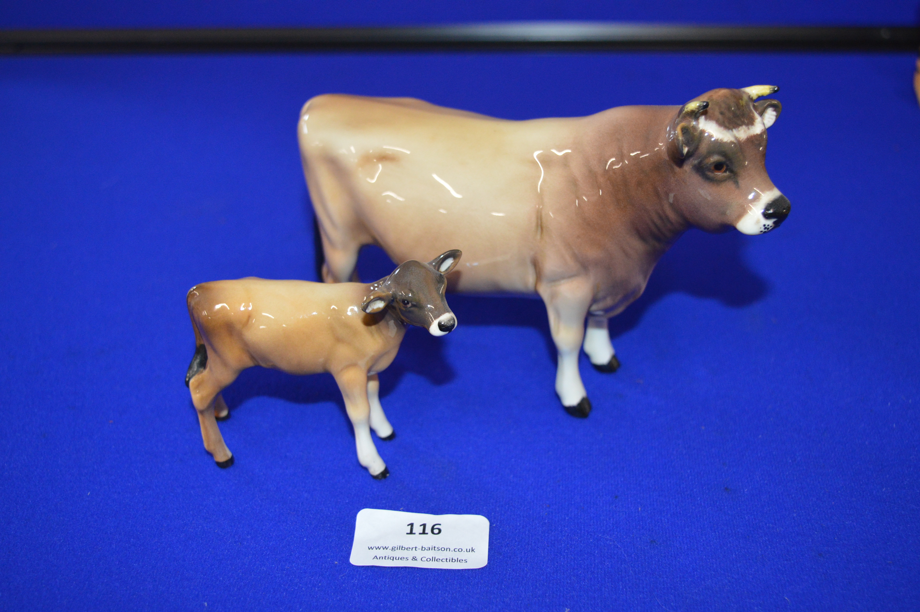 Beswick Bull - Dunsley Coy Boy, plus Calf