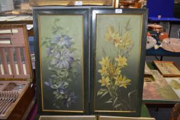 Two Victorian Floral Studies Painted on Metal