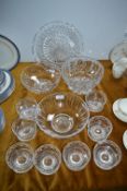 Twelve Items of Cut Crystal; Fruit Bowls, Serving Dishes, Cake Plate, etc.