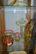 Five Pieces of Victorian Glass Including Jack in the Pulpit Vase