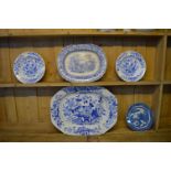 Two Victorian Blue & White Meat Plates etc.