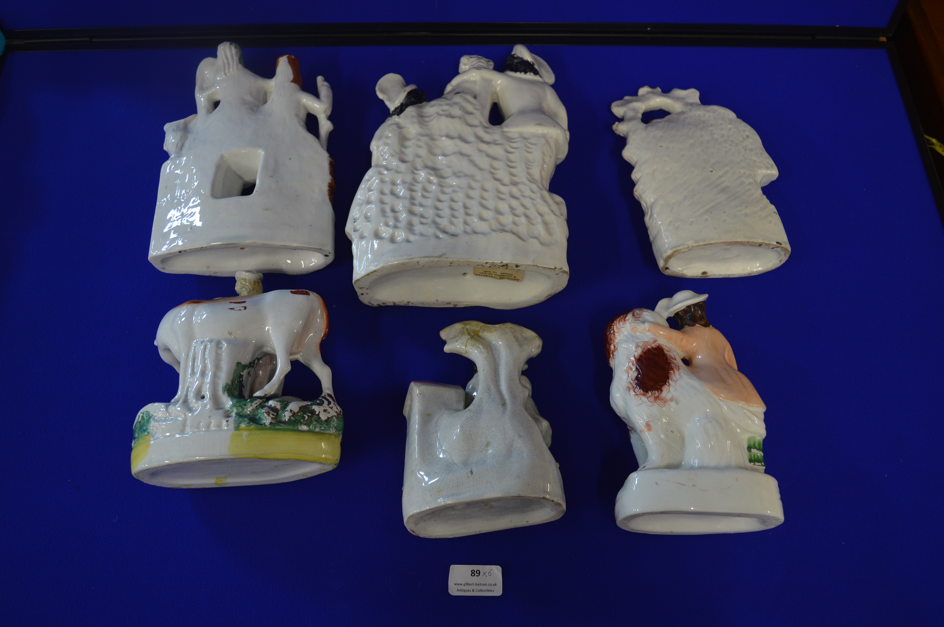 Six Small Staffordshire Flatback Figures - Dairy Maids, Highland Jessy, etc. - Image 2 of 2