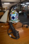 Reproduction Lamp with Leaded Glass Shade in the Form of an Cat