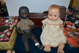 Wooden Crib and Two Dolls