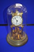 Brass Skeleton Clock with Glass Dome