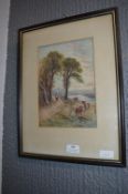 Watercolour Riverside Scene by Louis Andre