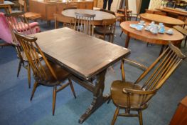 Ercol Extending Dining Table with Two Dining Chairs and Two Carvers