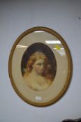 Gilt Framed Oval Watercolour Portrait
