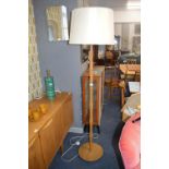 Turned Beech Standard Lamp with Cream Shade