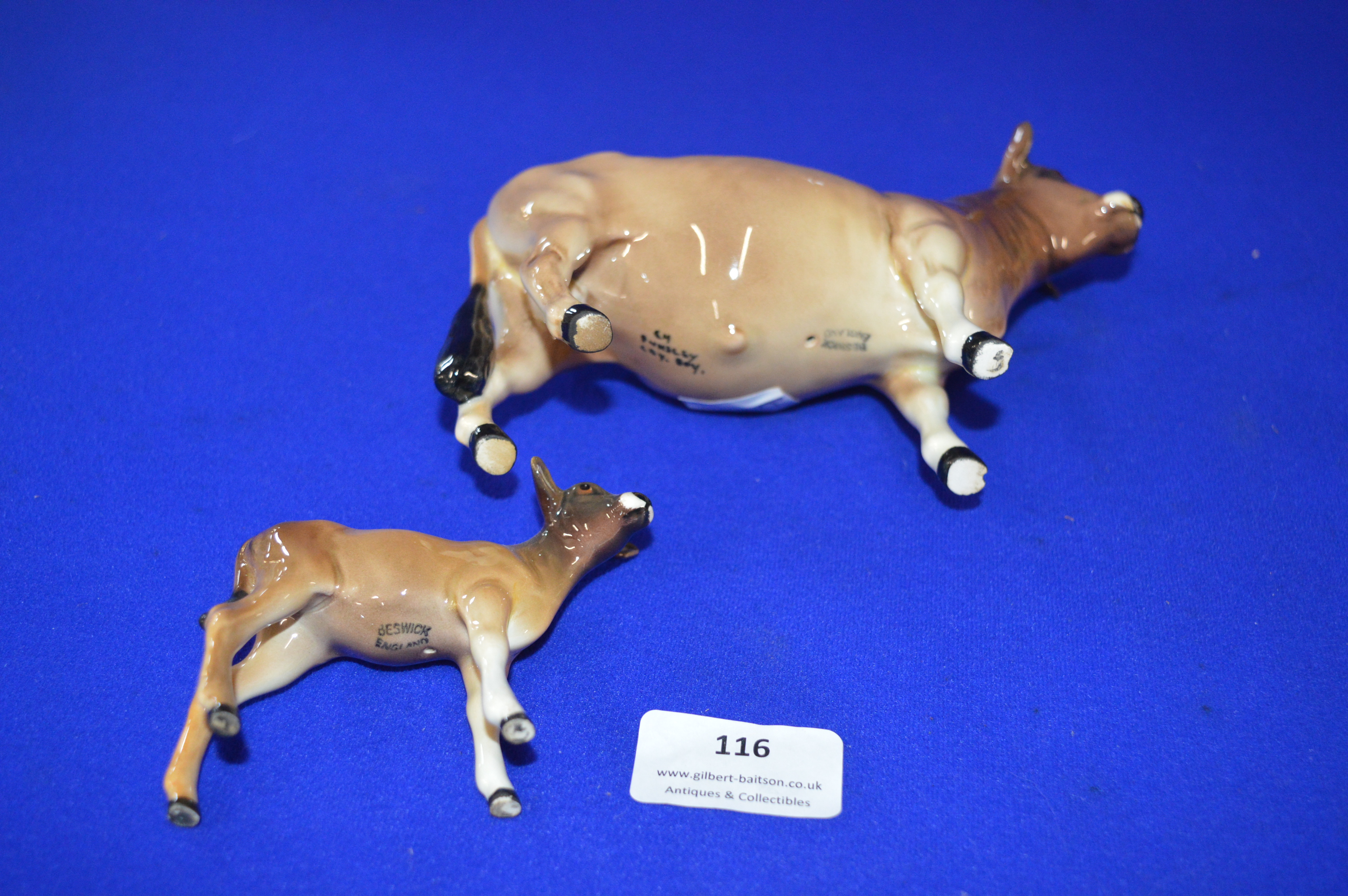 Beswick Bull - Dunsley Coy Boy, plus Calf - Image 2 of 2