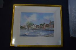 Framed Watercolour of Swanland by barry Whiting
