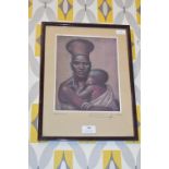 Signed & Framed Tretchikoff Print - Mother & Child 1952