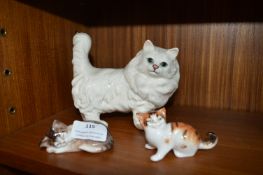 Beswick Siamese Cat and Two Small Royal Doulton Cat Figures