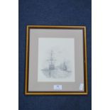 Victorian Pencil Sketch of Sailing Ship by Louisa Holt 1838