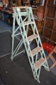 Green Painted Folding Step Ladders by Woodware