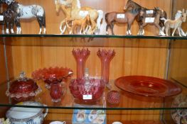 Cranberry Glass Vases, Dishes, Bowls, etc.