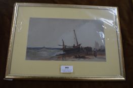 Continental Watercolour Study of Landing the Catch by Louisa Holt