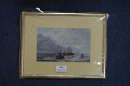 Continental Watercolour Study of Boats at Sea by Louisa Holt