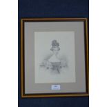 Victorian Pencil Sketch of a Young Lady