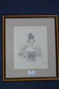Victorian Pencil Sketch of a Young Lady