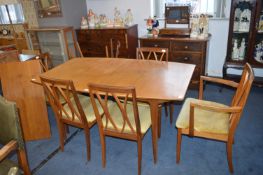 G-Plan Extending Teak Dining Table with Four Diners and One Carver, Plus Two Chair without Seats